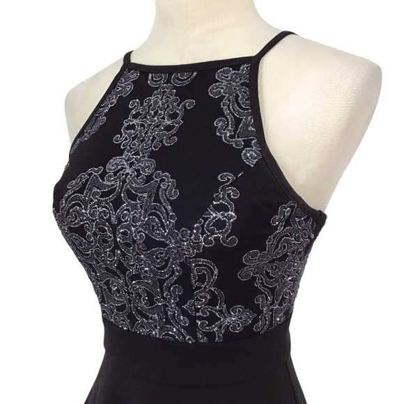 Speechless Filigree Halter Skater Dress Juniors Size 5 - Picture 9 of 10